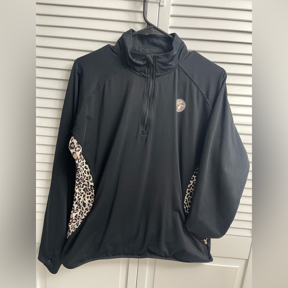Bucees Leopard print zipped long sleeve jacket Large